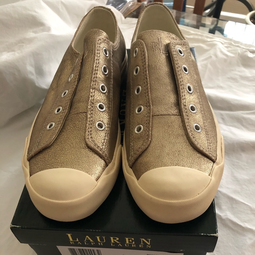 Ralph Lauren gold sneakers